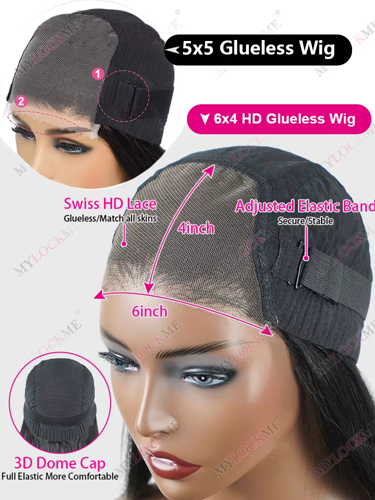 Perruque sans colle cheveux humains prêt à porter vague de corps 13x4 dentelle avant 6x4 fermeture p
