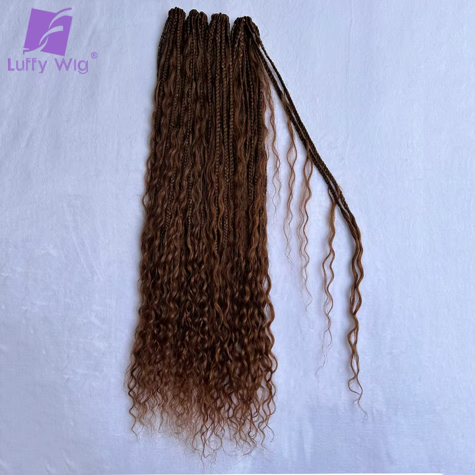 Tresses Boho au Crochet pour Femme, Cheveux Humains Bouclés, Extrémités Complètes, Tressage Pré Bouc