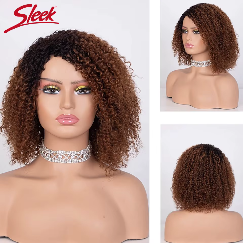 Élégant Afro crépus bouclés noir perruques de cheveux humains Ombre T1B/30 brésilien bouclés Machine