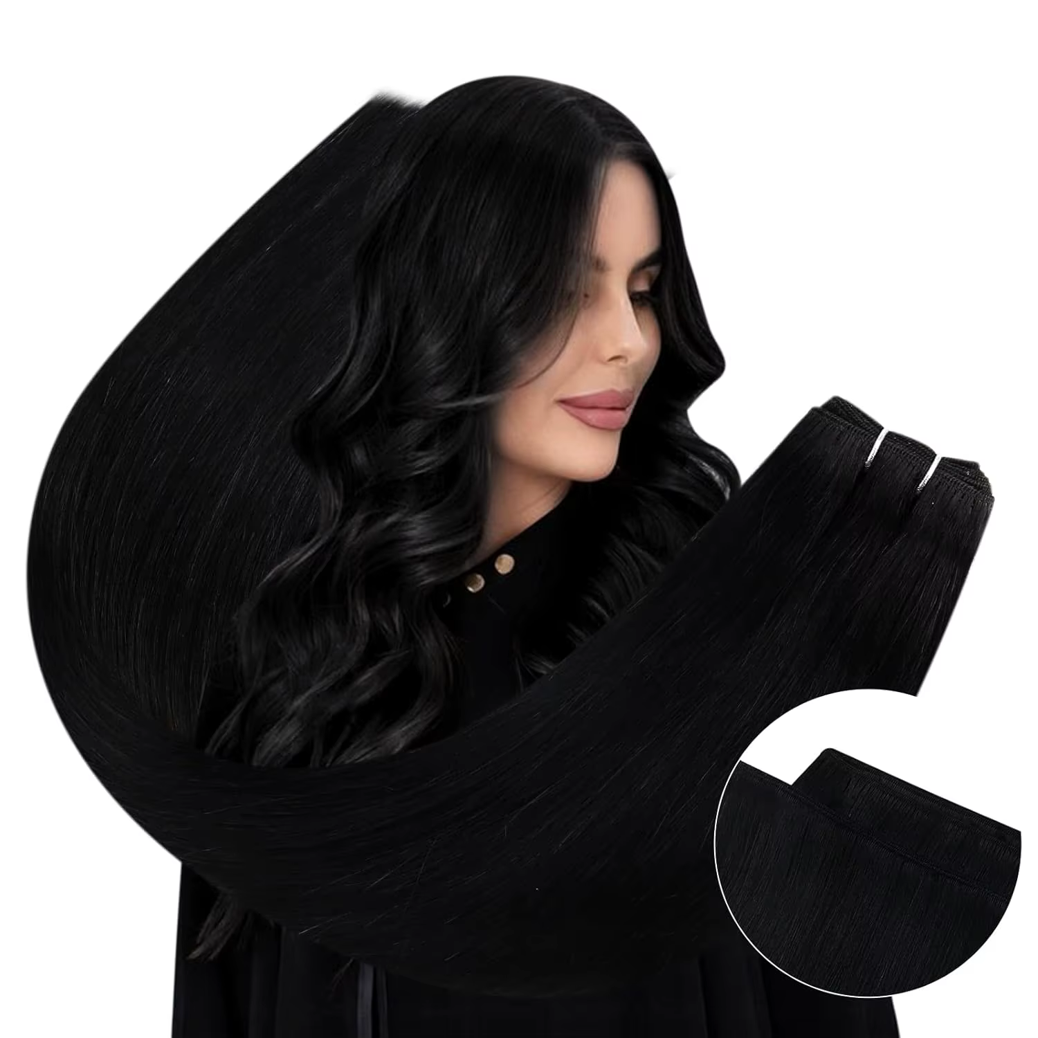 Ugeat coudre dans les Extensions de cheveux cheveux humains doux naturel racine foncée paquets de ch