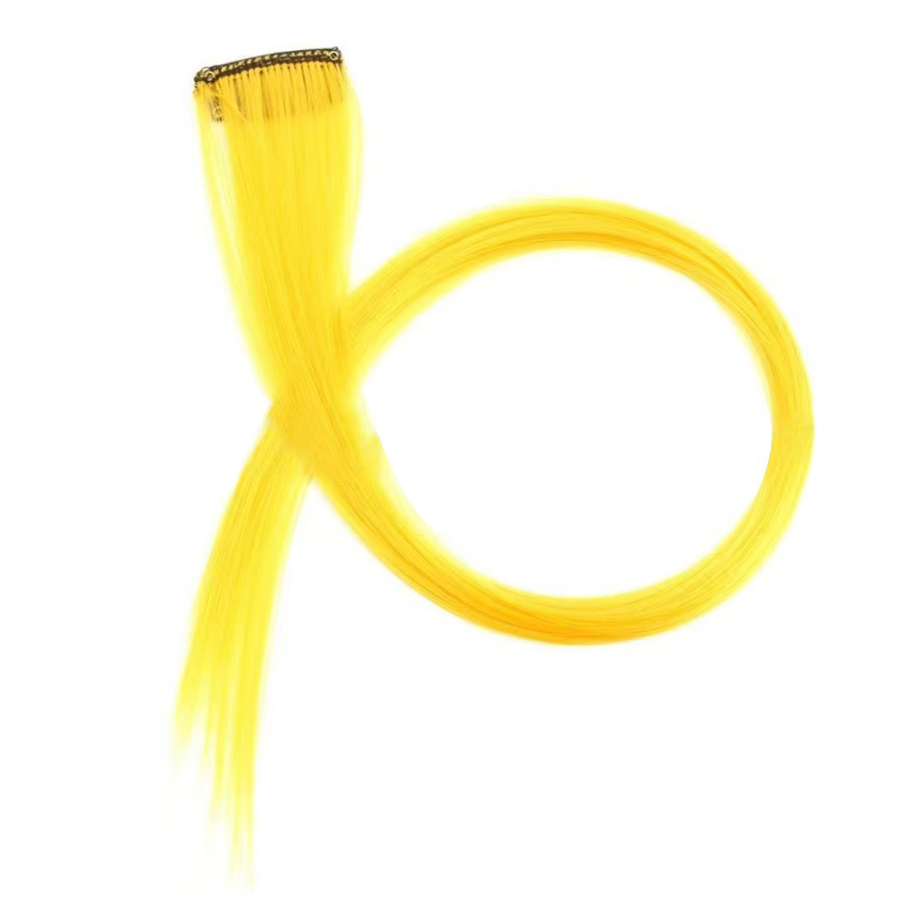 Extensions capillaires synthétiques colorées à clips imprimés à rayures, postiches lisses de 18 pouc
