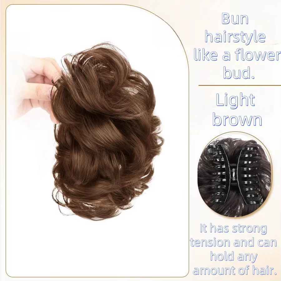 Perruque synthétique pour femmes – Chignon à bourgeons de fleurs paresseux de style chouchou, postic