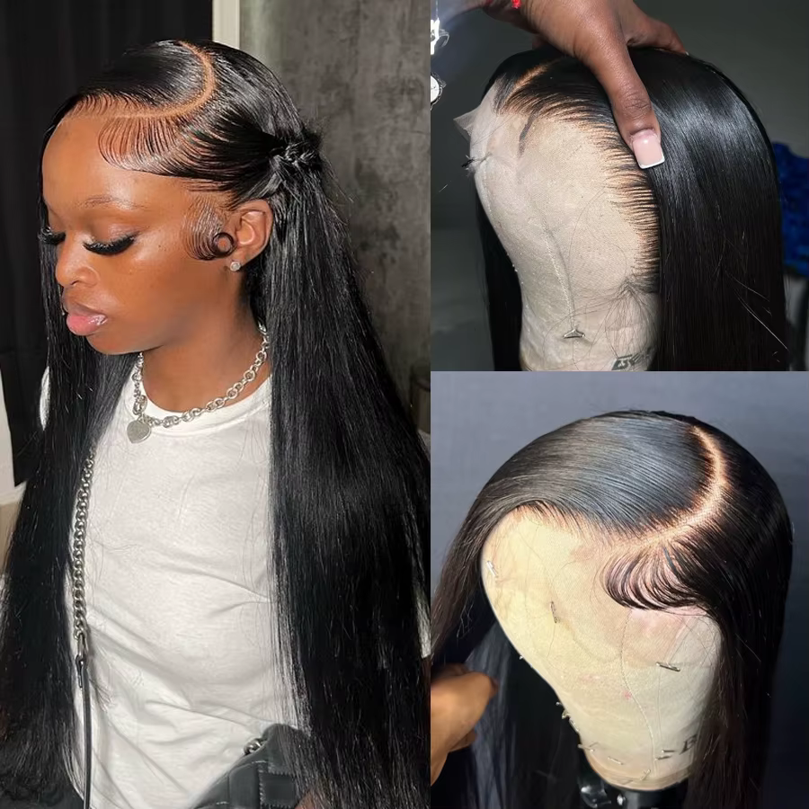 Perruque Lace Front Wig brésilienne naturelle-WOW ANGEL, cheveux lisses, 13x6, HD, pre-plucked, nais