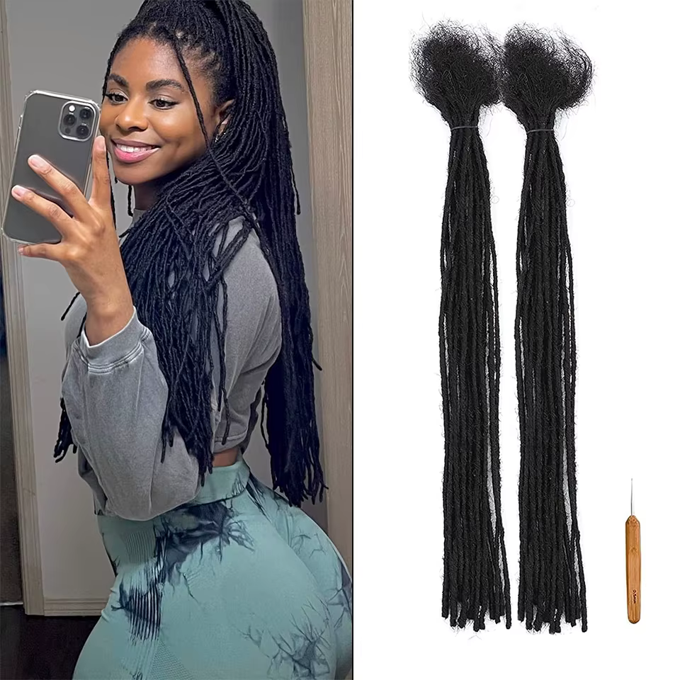 Extensions de cheveux 100% naturels Dreadlock Microlocs 0.2cm, pour hommes/femmes, Extensions Loc ré