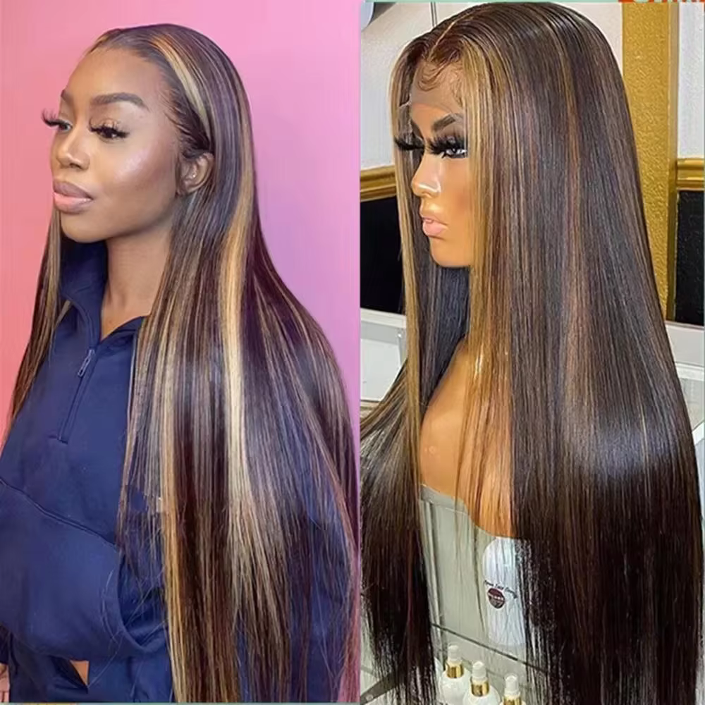 FB 30 perruques droites 100% cheveux humains 42 pouces mettre en évidence la couleur 13x6 HD Transpa