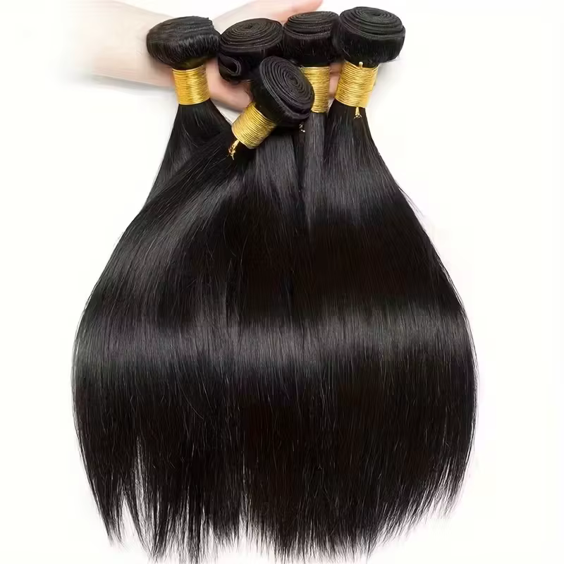 Lot de 3 ou 4 mèches de cheveux humains brésiliens Remy non traités, lisses et raides, de 30 à 32 po