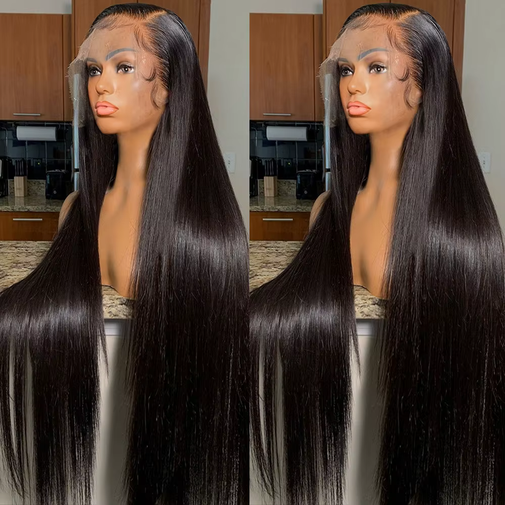 30 40 pouces os droit perruque de cheveux humains brésilien pré plumé cheveux 13X4 13X6 HD Transpare
