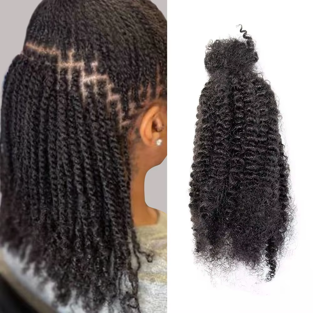 Cheveux humains Afro crépus en vrac de qualité supérieure 4C, 10 à 20 pouces, noir naturel, 100% che