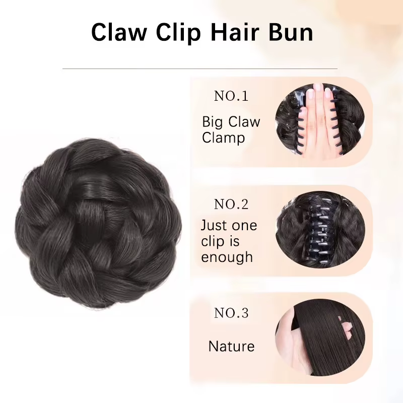 Perruque chignon tressé synthétique pour femme avec pince à cheveux, accessoires capillaires