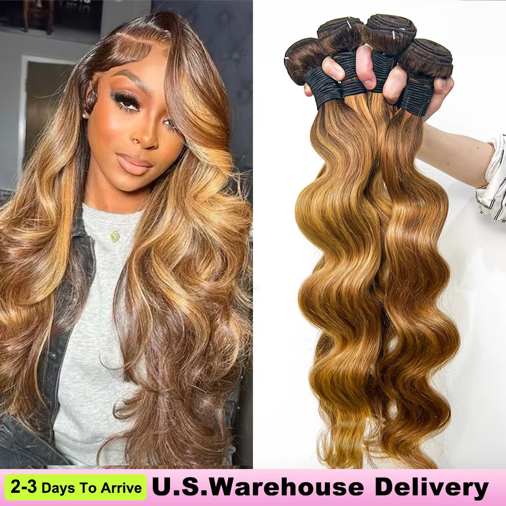 Extensions de Cheveux Humains Brésiliens Non Traités, Ondulés, Ombrés, 16A, 1, 3, 4 ou 5 Pièces, Lot