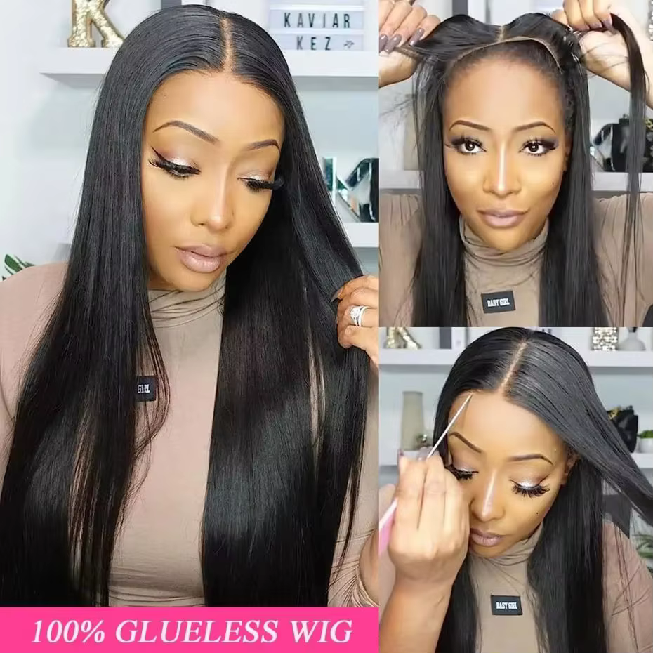 Perruque frontale en dentelle HD 6x4 Bling Hair, cheveux humains lisses, perruques brésiliennes sans