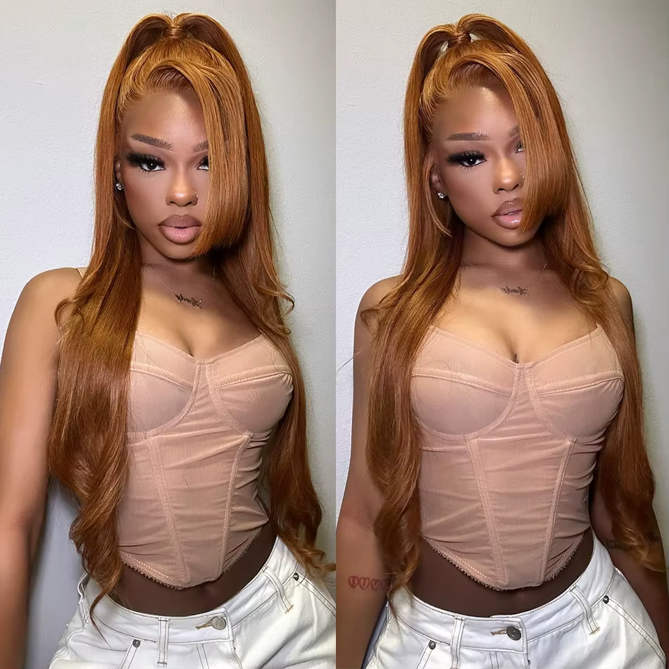 13x6 gingembre blond couleur cheveux humains avant de lacet perruques 180% HD dentelle frontale perr