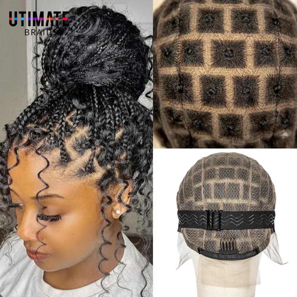 Bonnet de perruque tressé pour tresses au crochet, double dentelle complète, cheveux de bébé, adapté