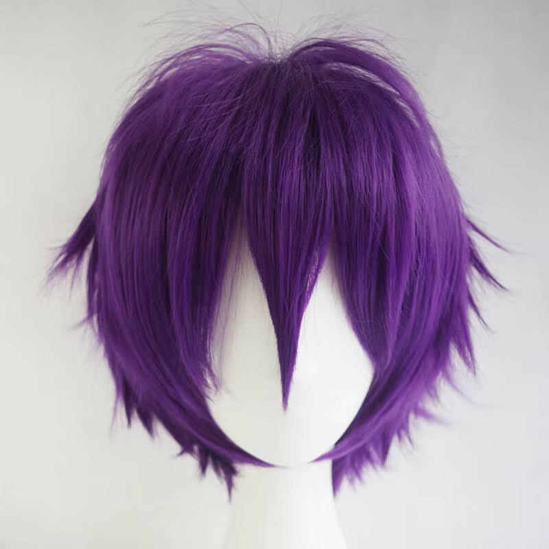 Perruque synthétique courte bouclée universelle noire, perruque de personnage de couleur variable po