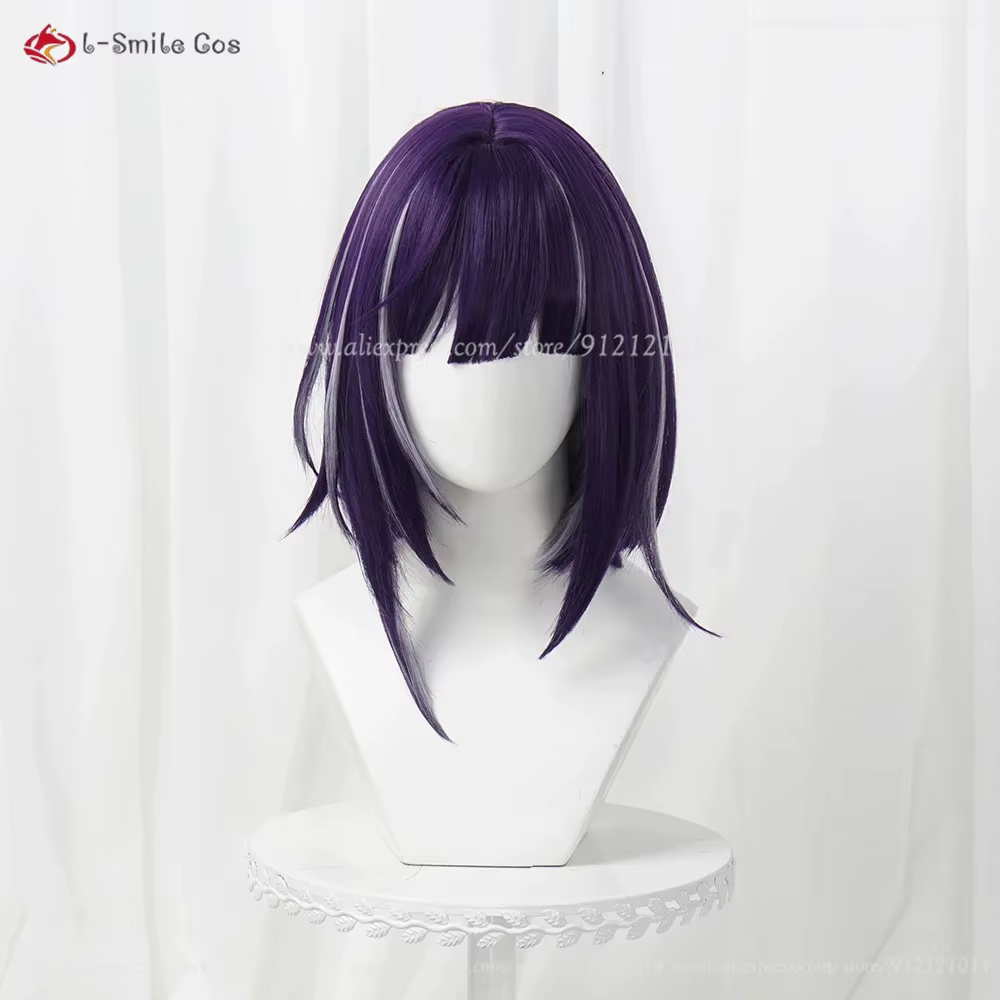 Perruque de Cosplay Tsukumo Ima, perruques violettes avec reflets de 40cm pour hommes et femmes, per