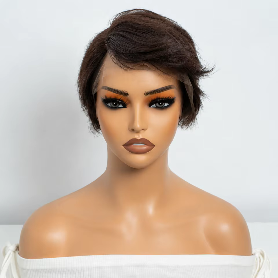 Perruques Lekker CLearance Highlight Short Pixie Cut Side Part Lace Front 100% Cheveux Humains Pour 
