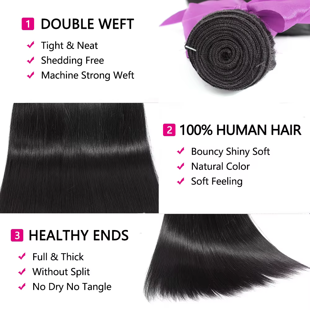 Tissage Humain Hair 28 30 32 Pouces Tissage péruvien 100% Cheveux Humain Tissage Humain Hair Natura 