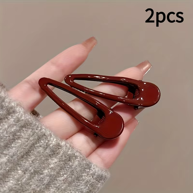 Ensemble de 2 pinces à cheveux bordeaux, pinces à cheveux rectangulaires antidérapantes et durables,