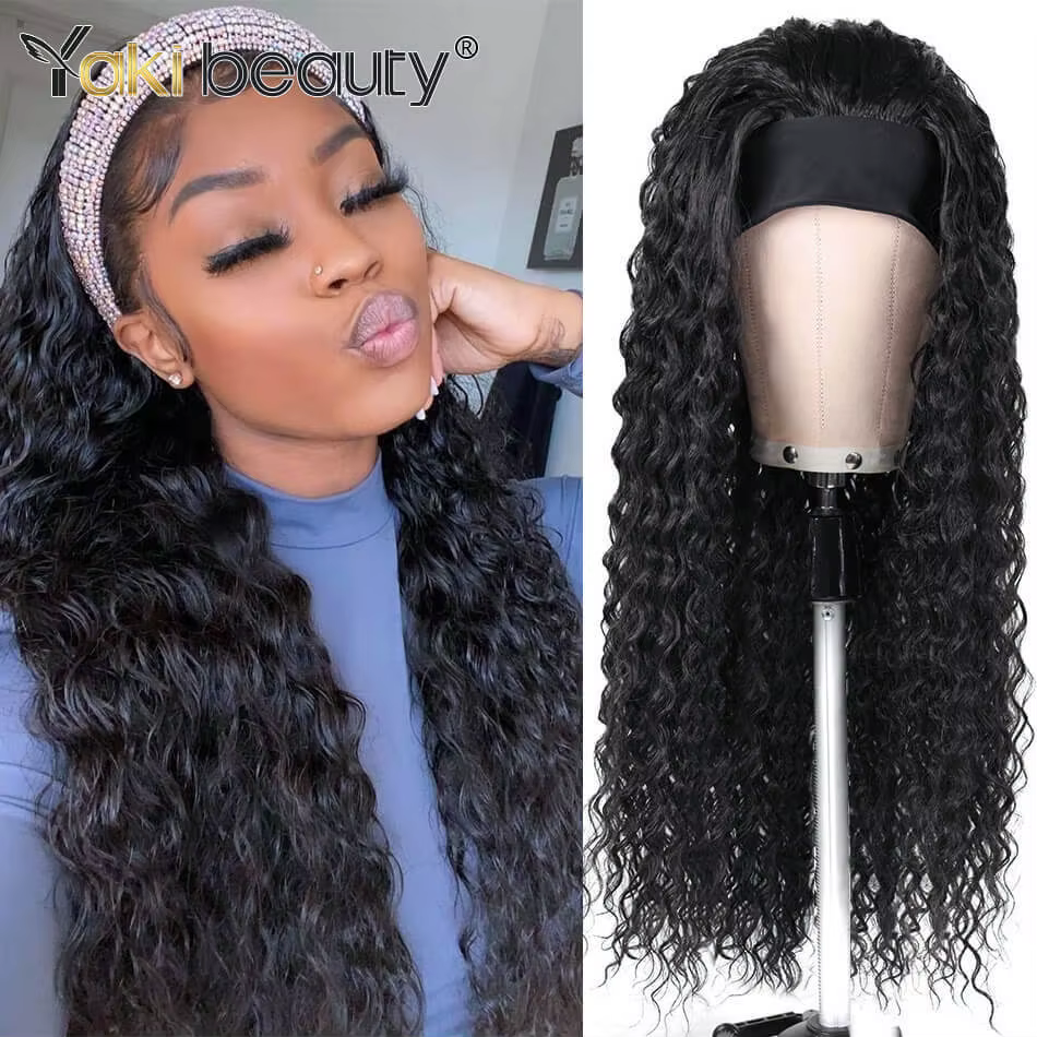 Perruques synthétiques longues et crépues bouclées, 28 pouces, bandeau de glace pour femmes noires, 