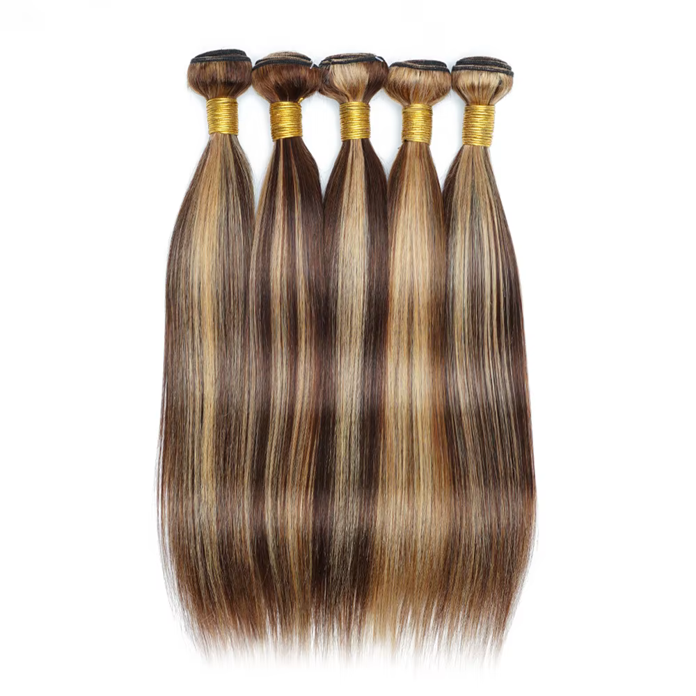 KissHair 60 grammes P4/27 mettre en évidence les paquets de cheveux humains 10 à 22 pouces pré-color