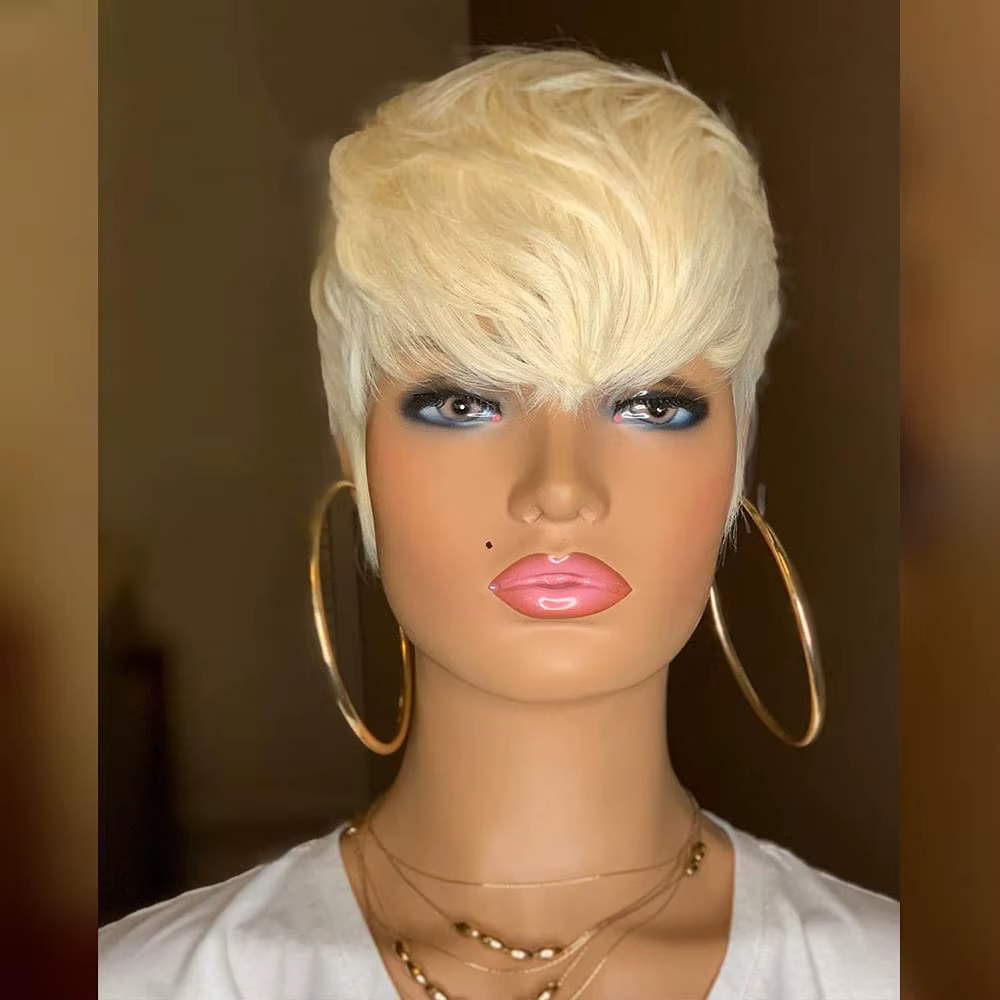 Perruque Bob courte avec frange pour femmes noires, cheveux humains, blond 613, document, Liban et,