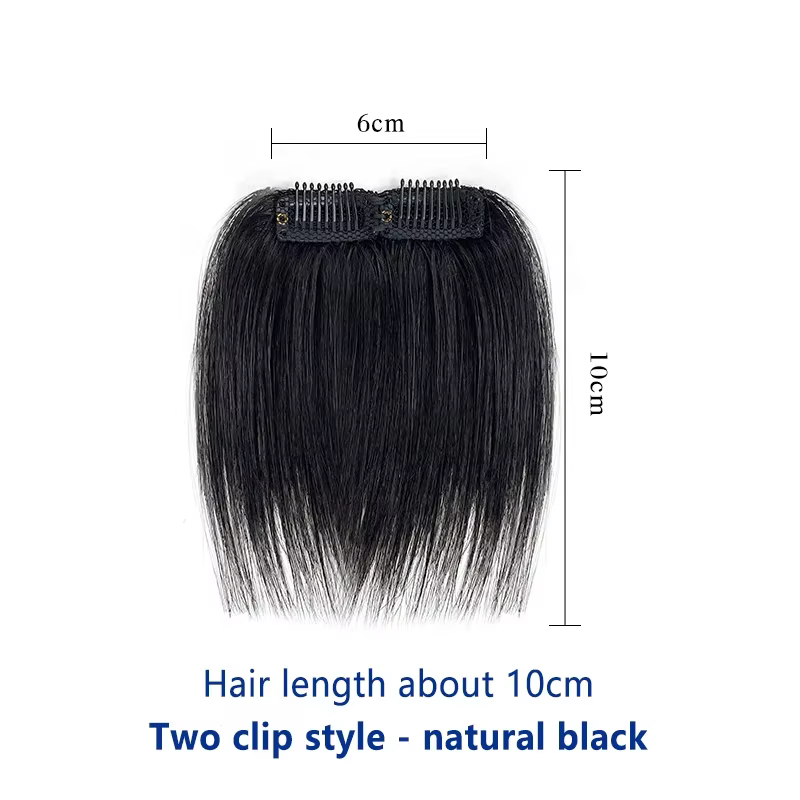 Frange de cheveux pour hommes avec clips, couverture de frange de vrais cheveux, front haut, 100% ch