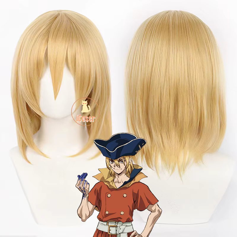 Perruque de cosplay Anime Dr. Stone: Science Future Part 3 Ryusui Nanami, cheveux blonds courts, pou