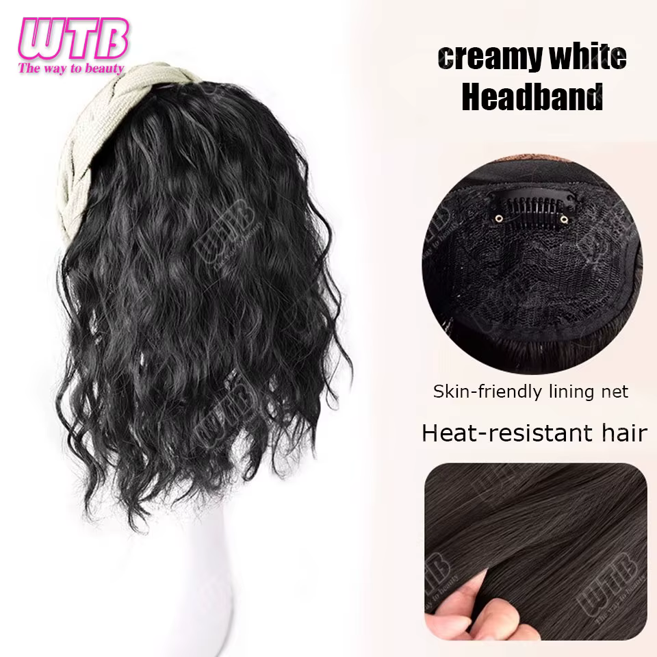 Perruque bandeau courte ondulée bouclée, Extension capillaire à Clip, postiches en forme de U, fauss