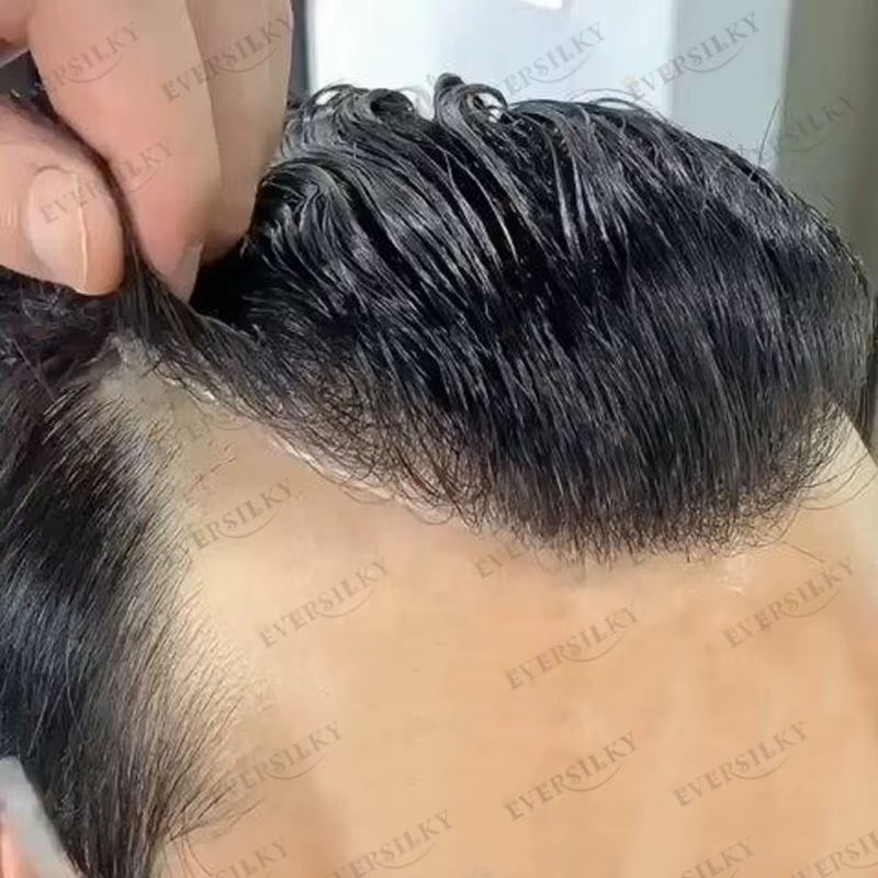 1B40 1B65 gris cheveux humains hommes toupet indécutable 0.1mm Pu Base homme perruques remplacement