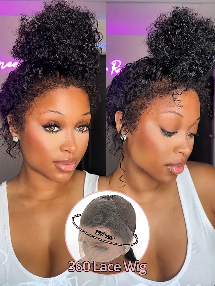 Perruque Lace Front Wig brésilienne naturelle, cheveux humains, Deep Wave, 13x6, HD, densité 300%, b