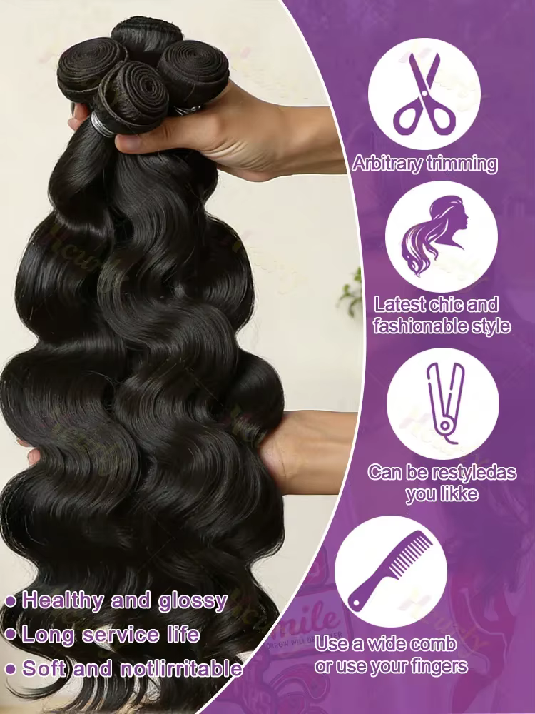Extensions de Cheveux Humains Vierges Ondulés Non Traités Double Drawn Body Wave Raw 1 3 4 en Paquet