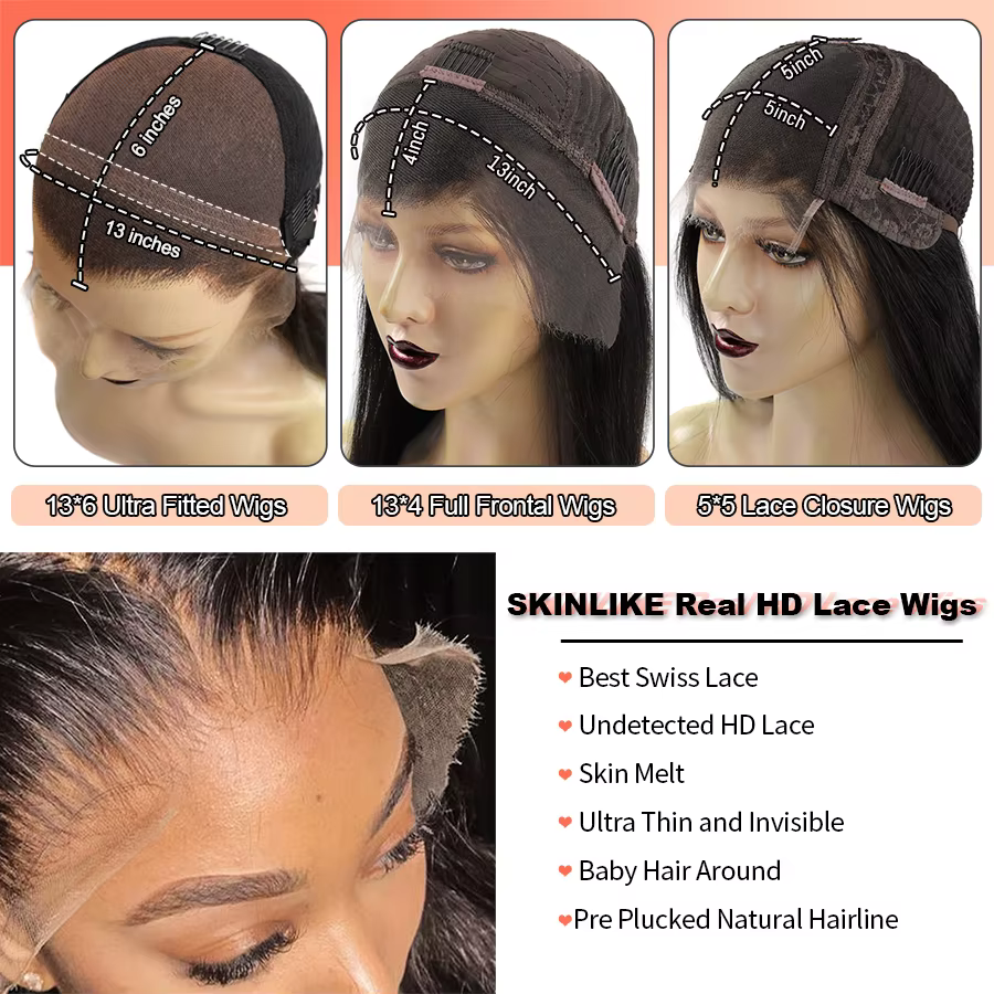 BEEOS-Perruque blonde skinlike ombrée pour femme, vague de corps pré-plumée, dentelle HD, Full Front