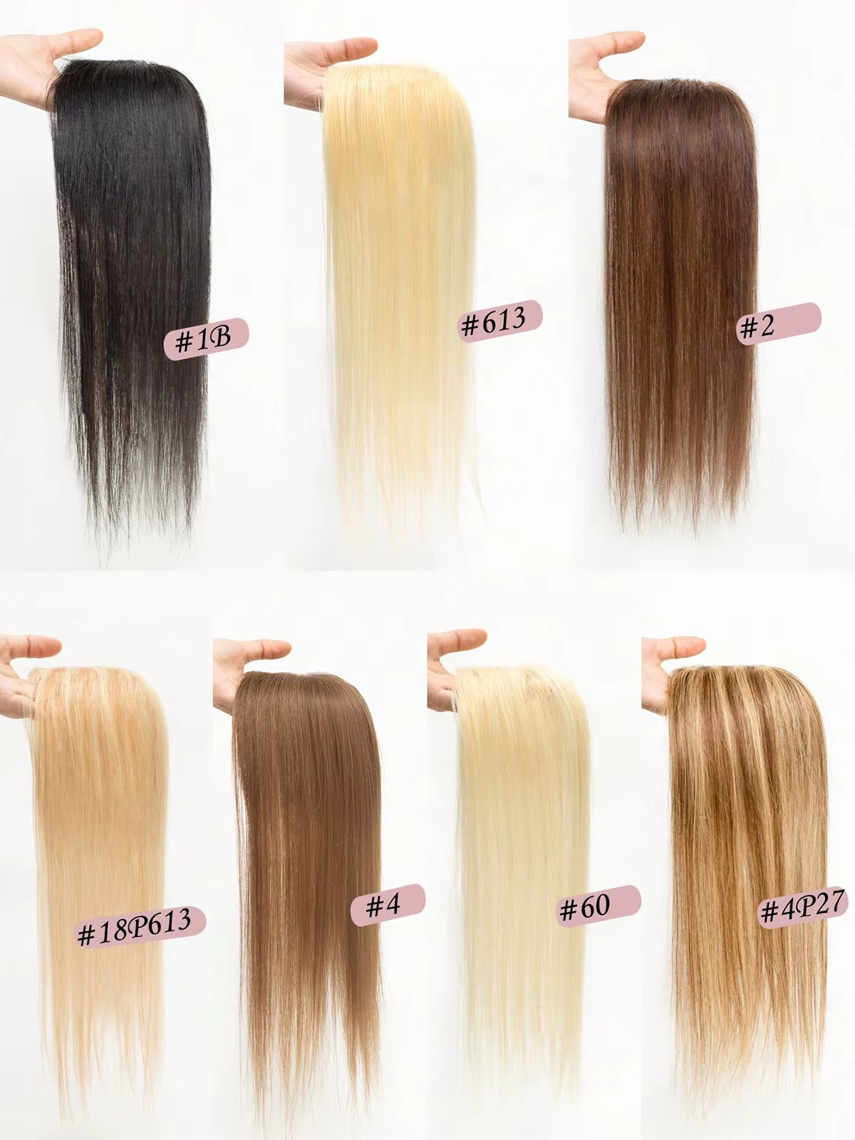 Topper de cheveux 100 % naturels pour femmes, 13x16cm, base fine en mono respirante, postiche à clip