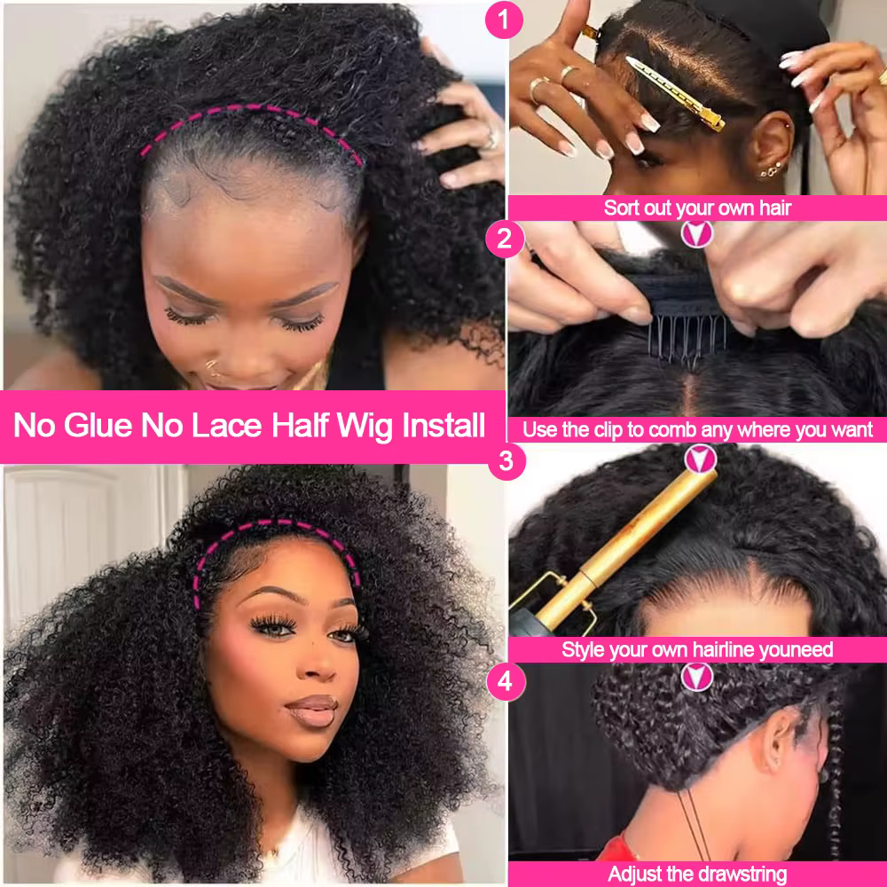 Bon Prix Coiffures Bouclées 300% Perruques Dentelle Haute Densité Moitié Perruque Cheveux Humains Je