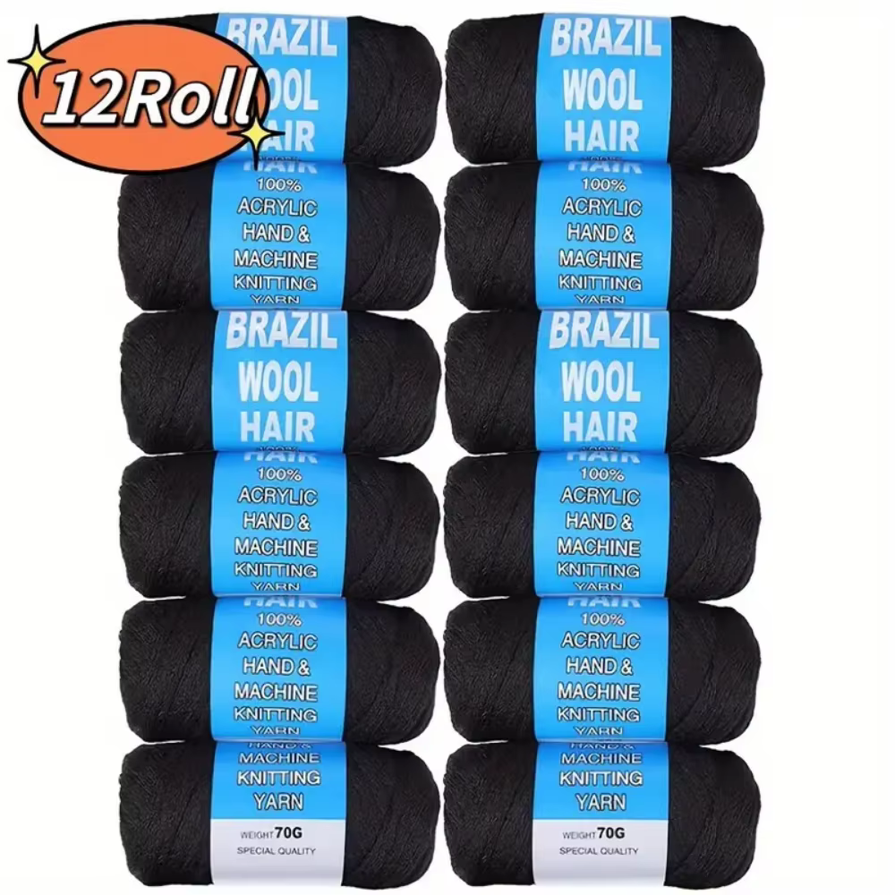 Extensions capillaires synthétiques brésiliennes en laine au Crochet pour femmes, fil de cheveux afr