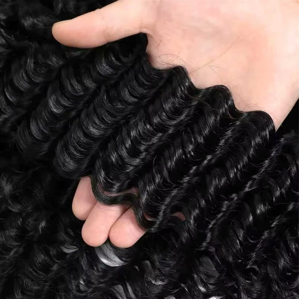 Lots de Cheveux Humains Brésiliens Vierge Ondulés Profonds Non Traités, Grade 1, 3 ou 4 Bundles, Cou