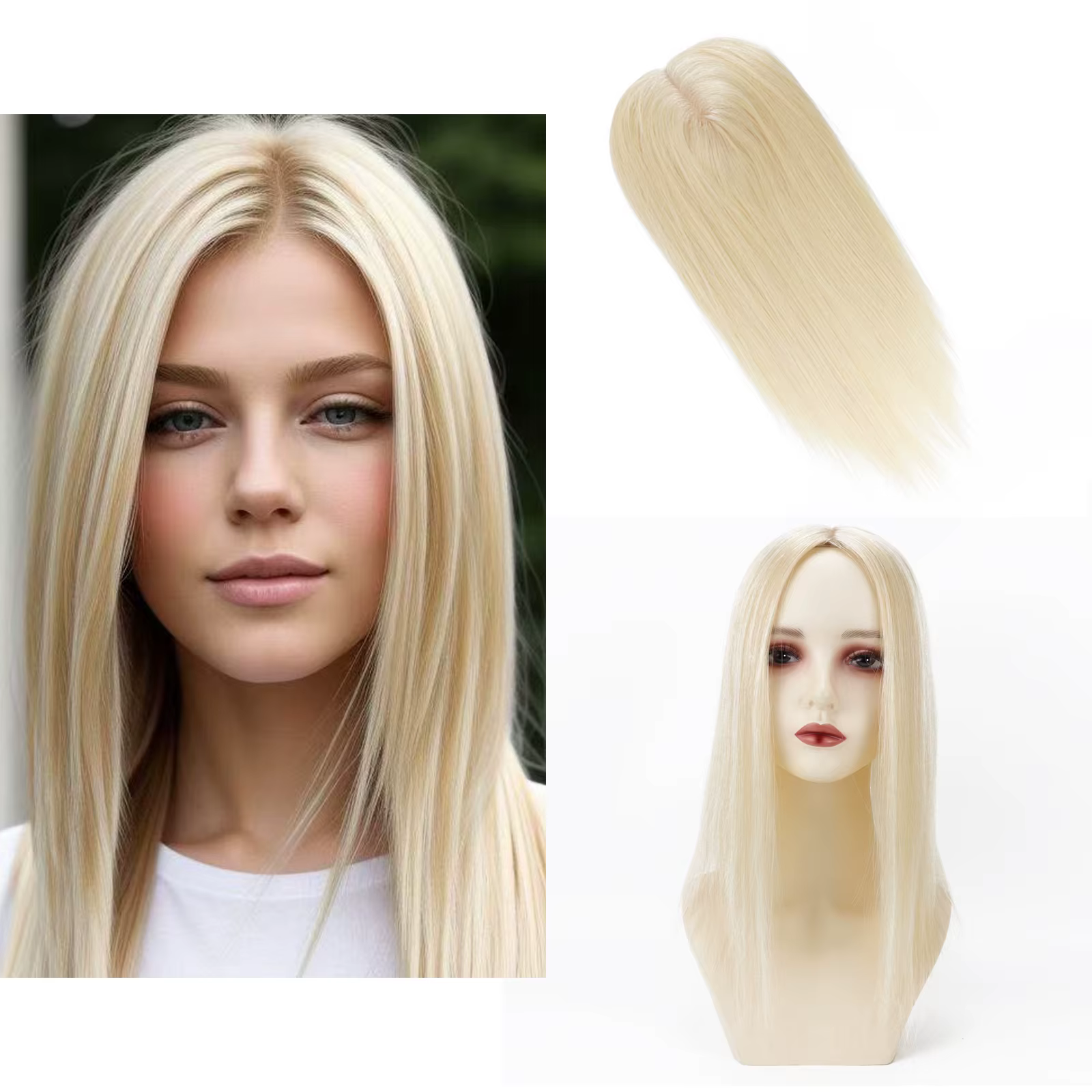 # Prothèse capillaire pour femme en cheveux humains Remy naturels, densité 150%, avec base en soie 6
