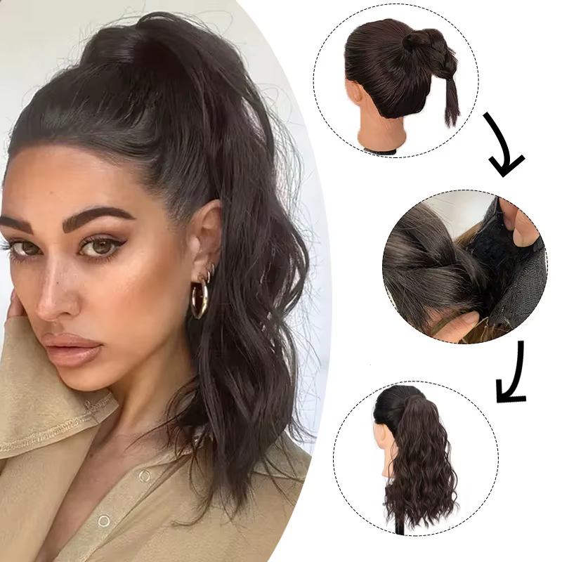 Réinitialisation rond bouclé synthétique pour femme, extension de faux cheveux, queue de cheval blon
