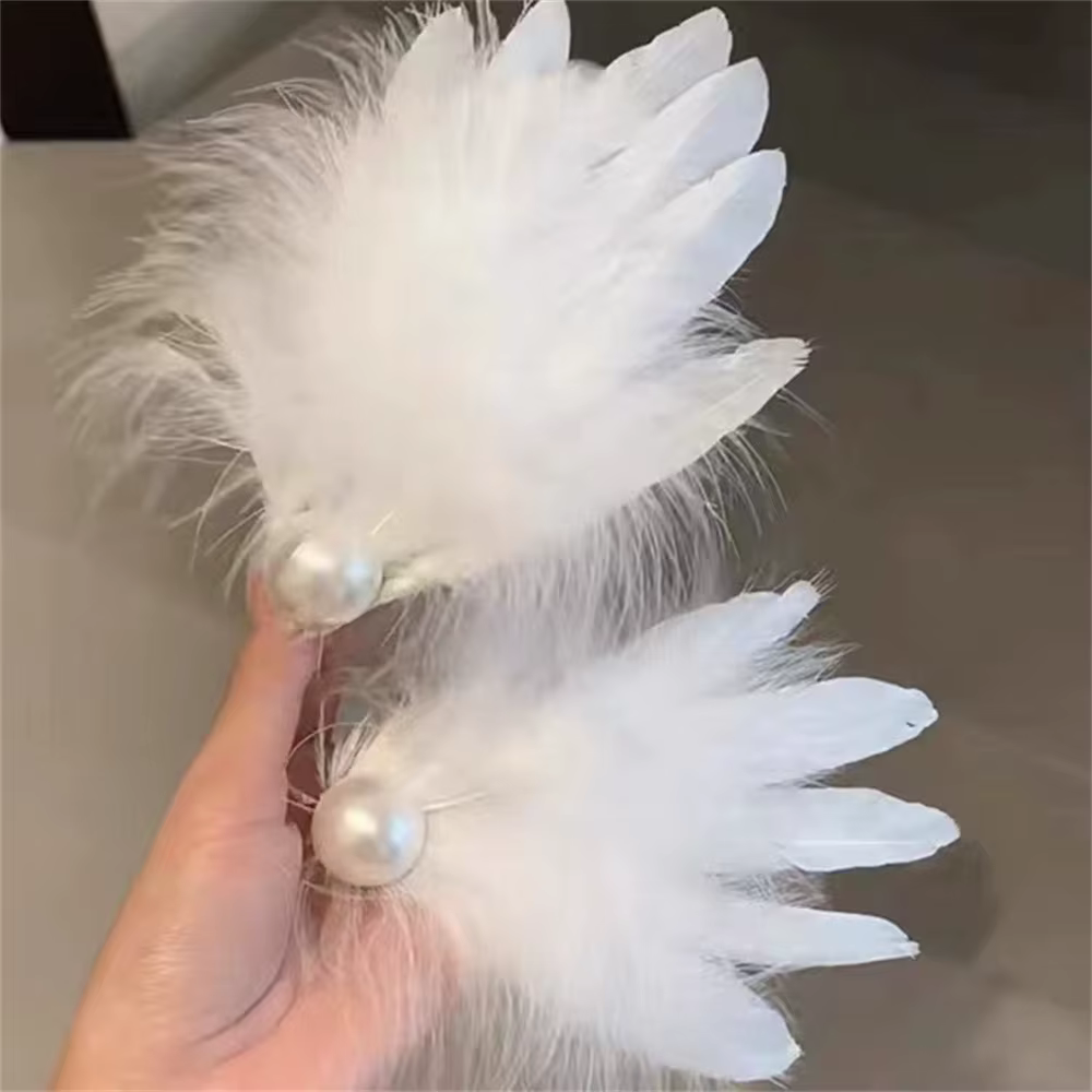 Pince à cheveux en plumes de Ballet pour femmes, 1 paire, Clips latéraux décoratifs de fête élégants