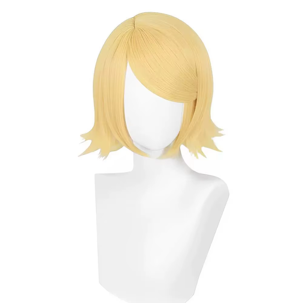 Perruque de cosplay Rin Len - Cheveux synthétiques courts dorés résistants à la chaleur - Perruque d