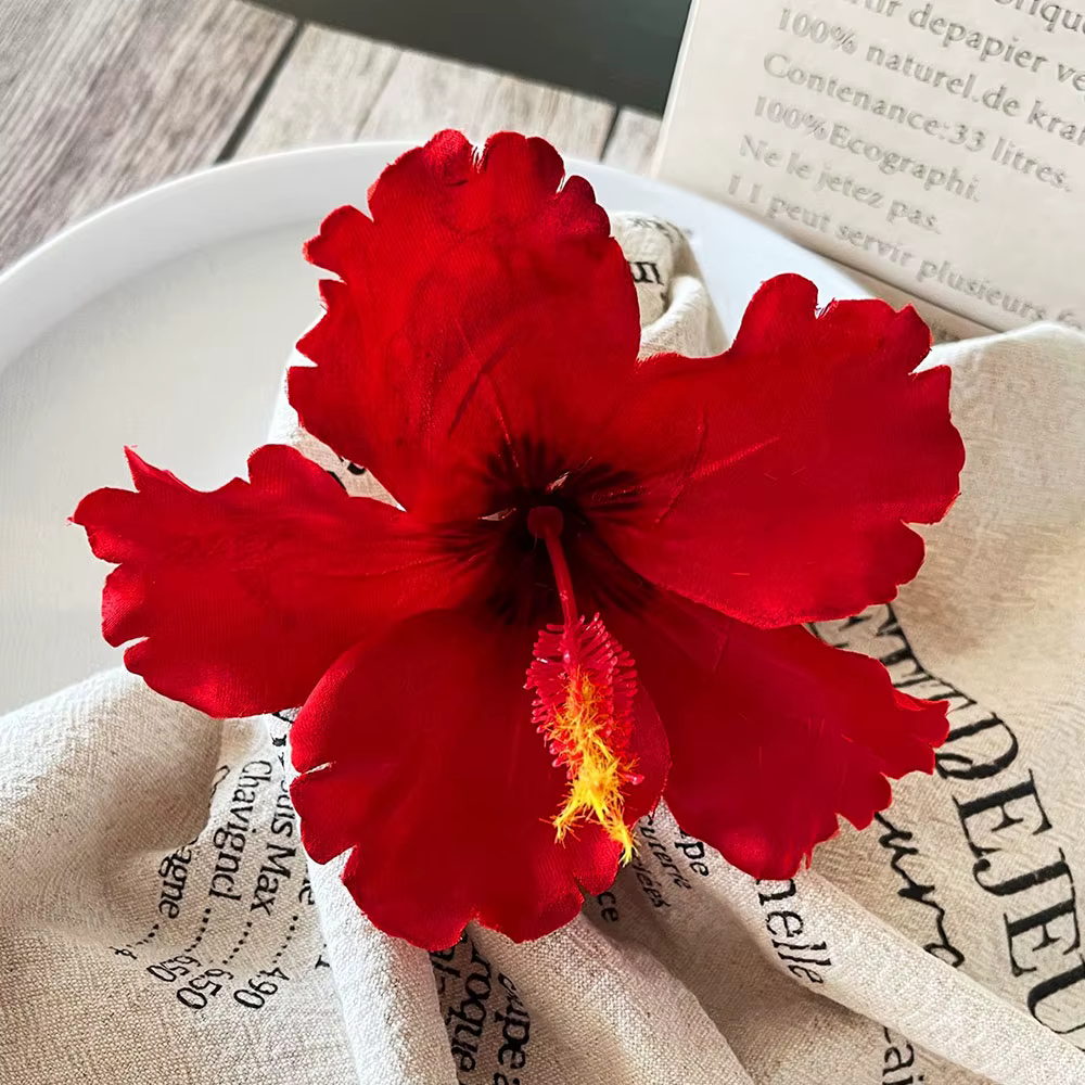 Pince à cheveux fleur d'hibiscus, style tropical hawaïen, pince bec de canard bohème pour la plage, 