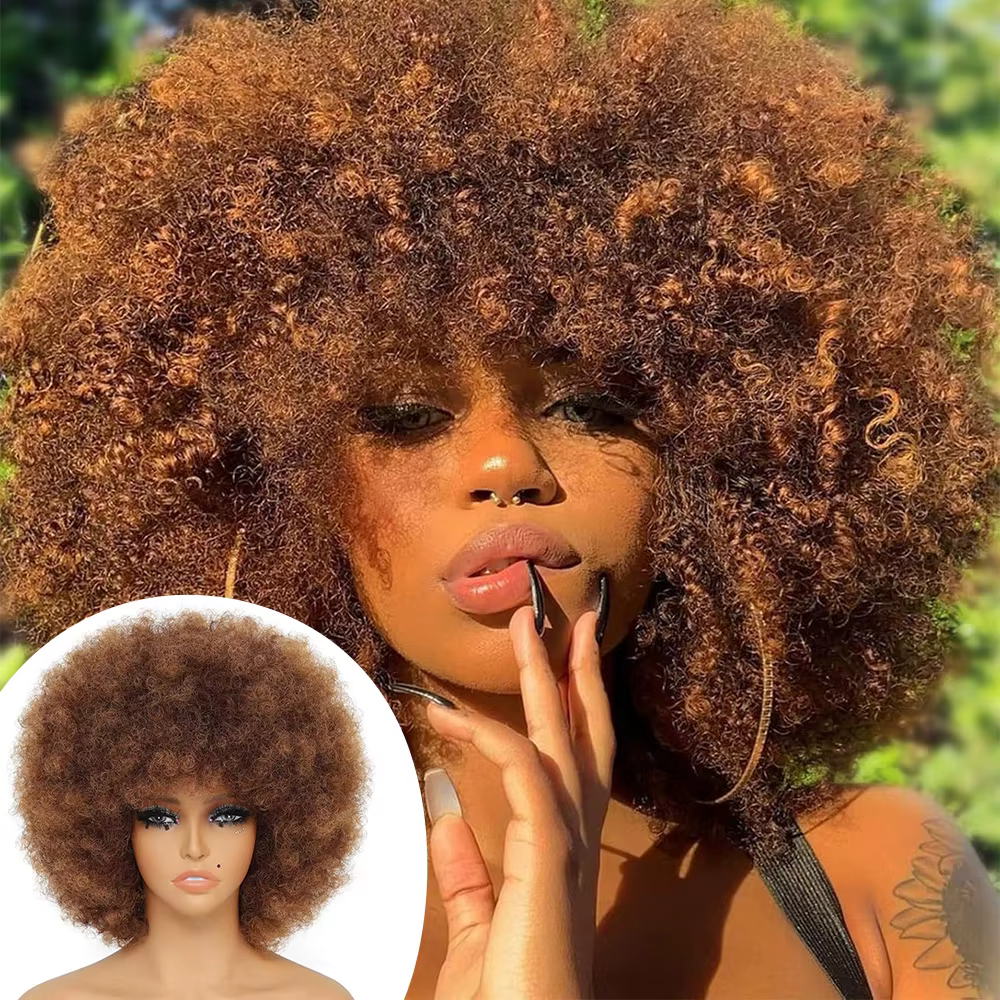 Perruque synthétique Afro bouclée et crépue pour femmes, perruques bouffantes noires et douces des a