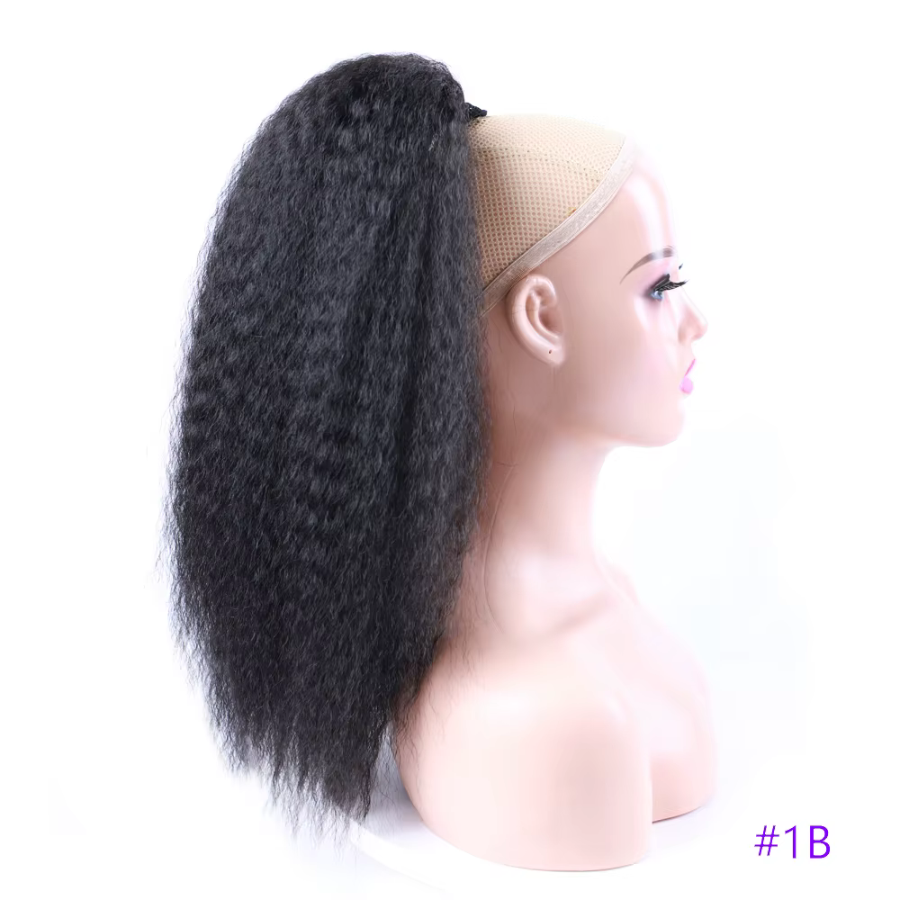 Extensions synthétiques Afro bouffantes pour queue de cheval crépue, cheveux noirs, faux cheveux, pr