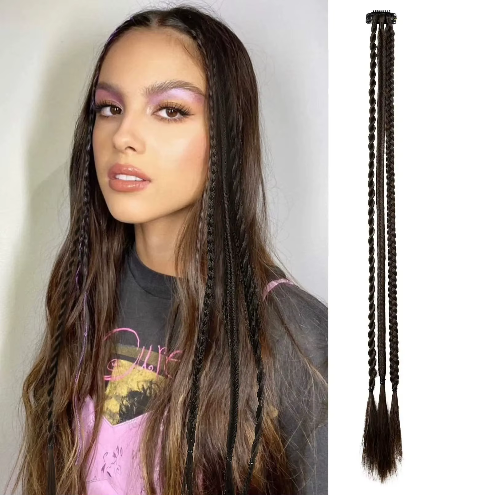 Extension de cheveux tressés 22 pouces Extensions de cheveux longs pince dans les tresses Extensions