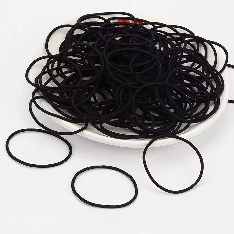Bandeau élastique noir pour femmes, corde à cheveux pour filles, pince à queue de cheval de couleur 