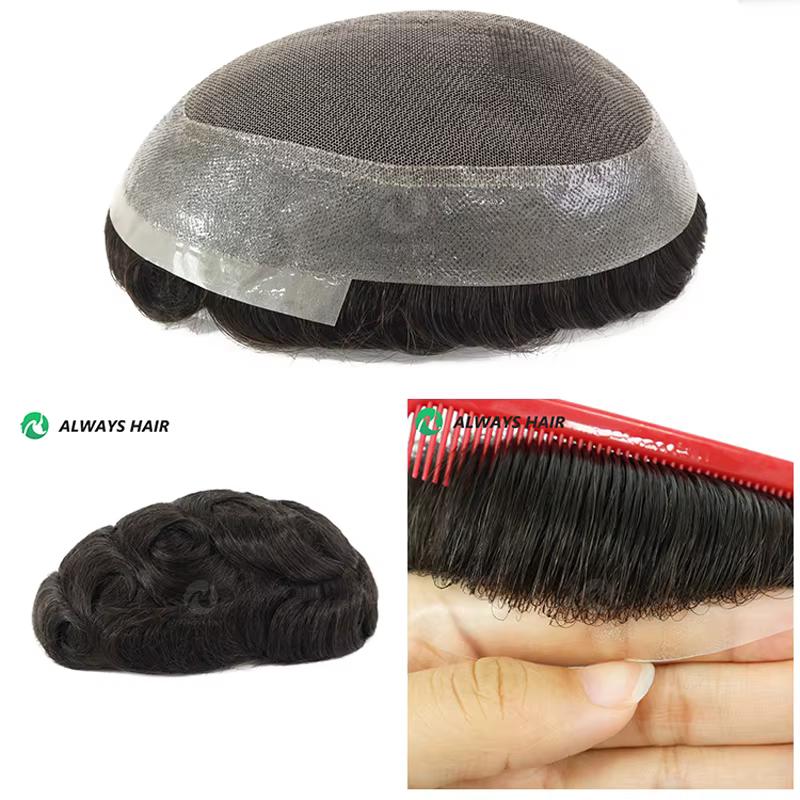 Australie toupet cheveux hommes perruque 16x24CM 20x25CM doux français dentelle et PU 5 "130% densit