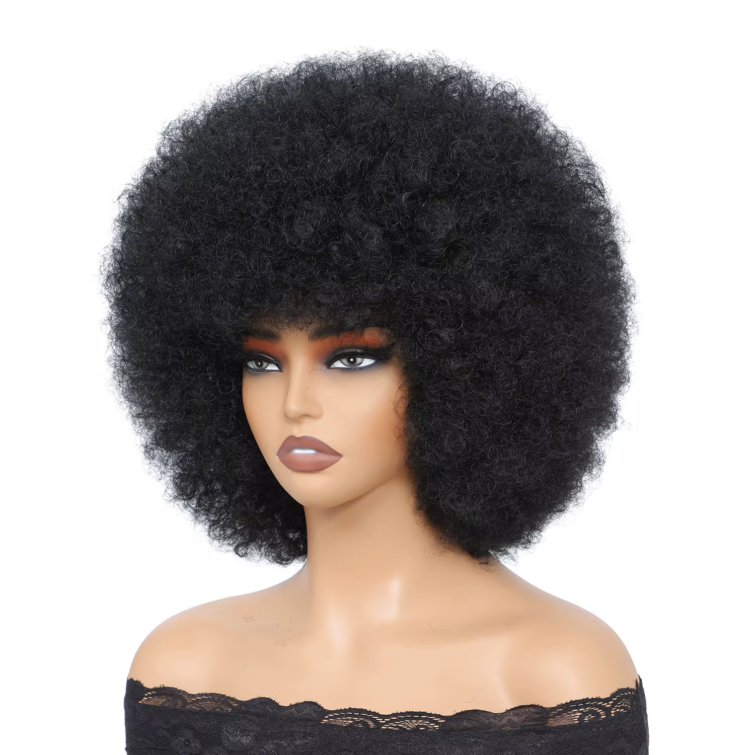 Perruques Afro pour femmes noires 14 pouces années 70 Afro crépus bouclés rebondissant moelleux bouf