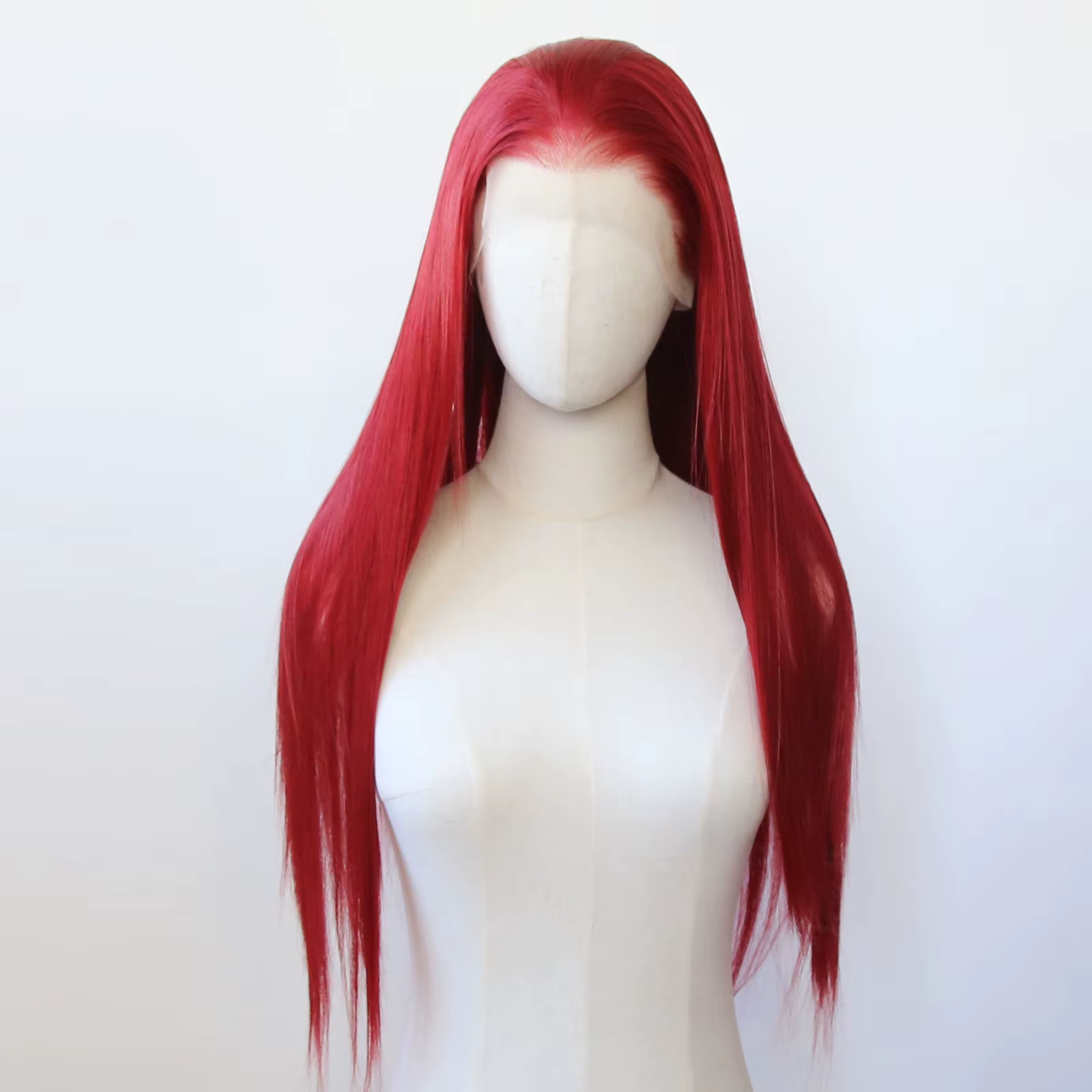 Perruque Lace Front Wig synthétique rouge 13x4, perruque synthétique longue et lisse, rouge foncé, e