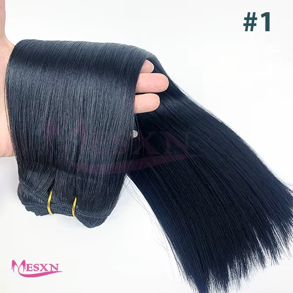 Extensions de cheveux MESXN, mèches de cheveux humains, couleur brun blond, à coudre, lisses et soye