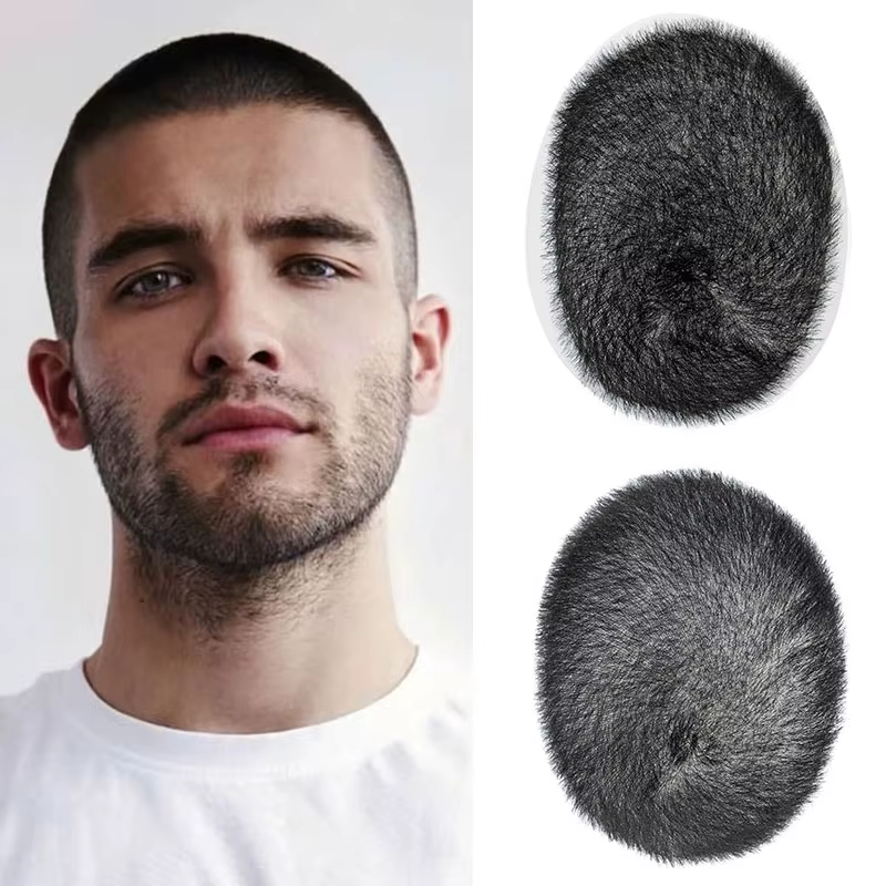 5x 7/6x8 100% cheveux humains Buzz coupe toupet pour hommes Ultra mince respirant PU Transparent com
